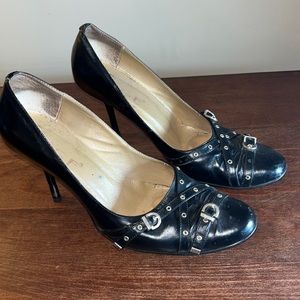 Black Leather Stiletto Heels Size 38 BCBG Lowest Price